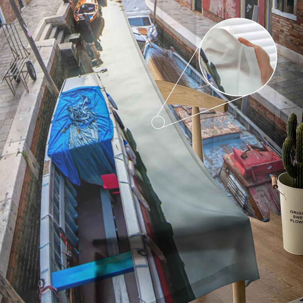 City River Boat House Modern Printed Tulle Curtains for Bedroom Balcony Window Decor Creative Fashion Home Sheer Curtain