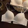 Sweet girl lace edge sexy underwear women's small breasts gather and show big anti-sagging bra women's cotton chest without steel ring