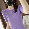 Women Knit T-shirt MODERN NEW SAGA Summer Knitted Shirt Short Sleeve Tees O-neck Pullover Knit Tops