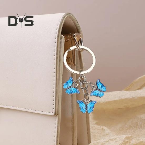 Брелок-подвеска с яркими цветными бабочками, декоративный брелок для ключей, подвеска на сумку, аксессуар для украшения автомобиля