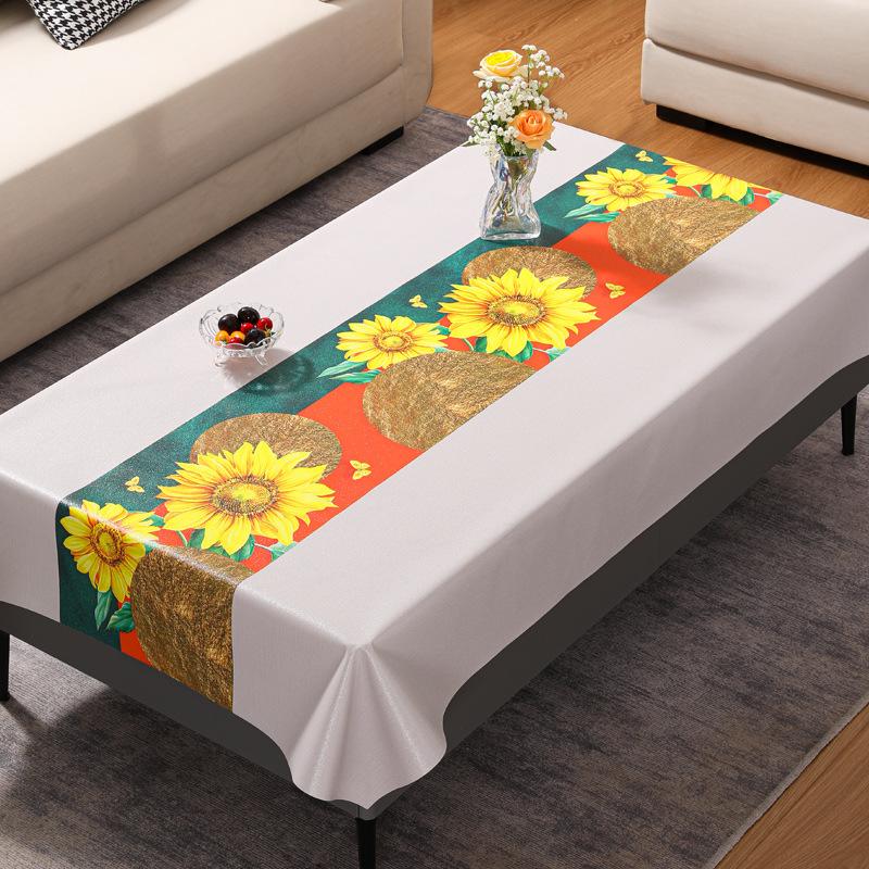 Скатерть в скандинавском стиле, водонепроницаемая и маслостойкая скатерть из ПВХ, прямоугольная скатерть Chazhhuo с простым узором и цветком, уличная походная ткань