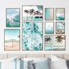 Modern Blue Seaside Scenery Art Canvas Painting Nordic Spindrift Poster Room Decoration Picture Nature Beach Wall Decor FJ012