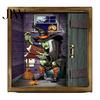 Moisture Proof Wall Murals Halloween Skeleton Art, Funny Bathroom Toilet Decal with Ghost Clown, Niche Creative Decorations 2D Wooden Art Sign, Spooky