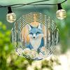 3D Snow Forest Blue Fox Wind Chime Mandala Metal Hanging Ornament for Garden Patio Outdoor Decoration No Battery Needed