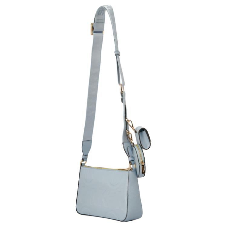 Michael Kors MK Jet Set Logo Zip Closure Pebbled Leather Three-In-One Shoulder Crossbody Bag Small Women bags Light-Blue 35F3GTVC1L-487