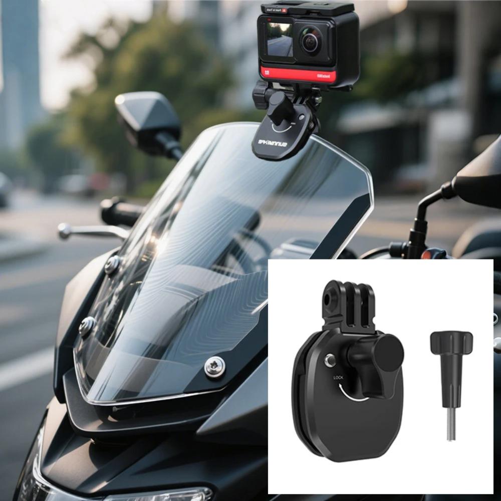Aluminum Alloy Motorcycle Windshield Clip Mount Holder Camera Bracket Universal Motorbike Accessory For GoPro DJI OSMO Insta360 Sports Action Camera