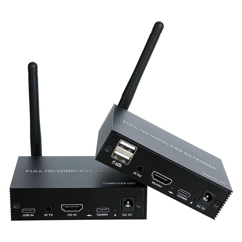 1080P 200M Wireless HDMI KVM Extender USB KVM Wireless Extender Audio Video Transmitter and Receiver Support Mouse and Keyboard