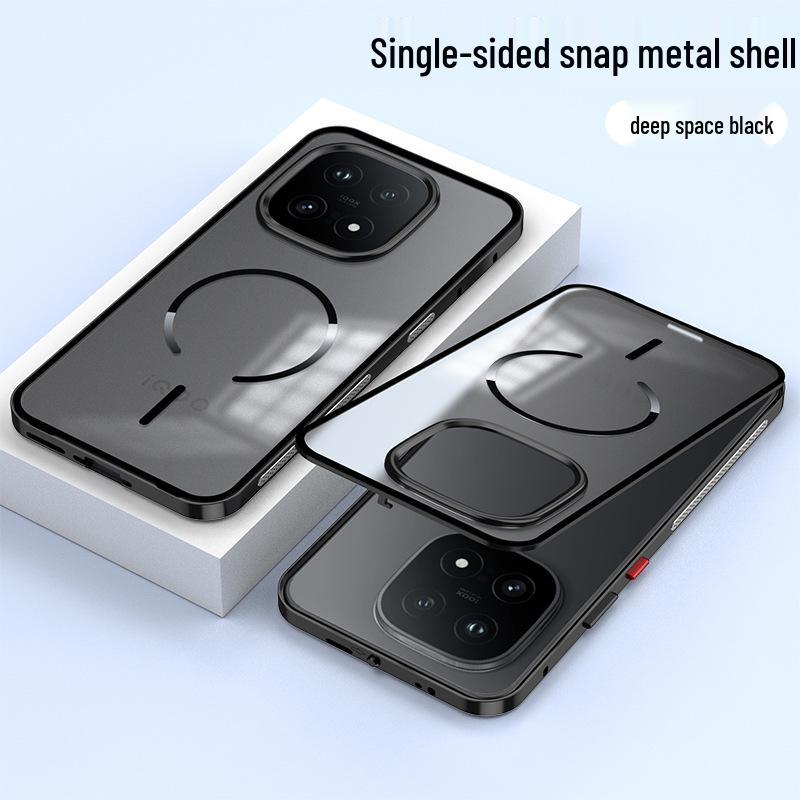 Aluminum Alloy Snap-Button Phone Case with Magnetic Back for iQOO 15 Ultra - Ideal for Cross-Border Use