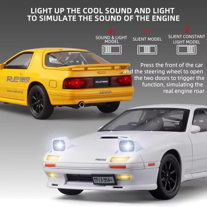 1:24 Mazda RX7 RX-7 Супер Спортивный Автомобиль Звук и Свет Инерционный Механизм Коллекция Украшения Моделирование Литая Модель Машины Литье Детская Игрушка Подарок Мальчику