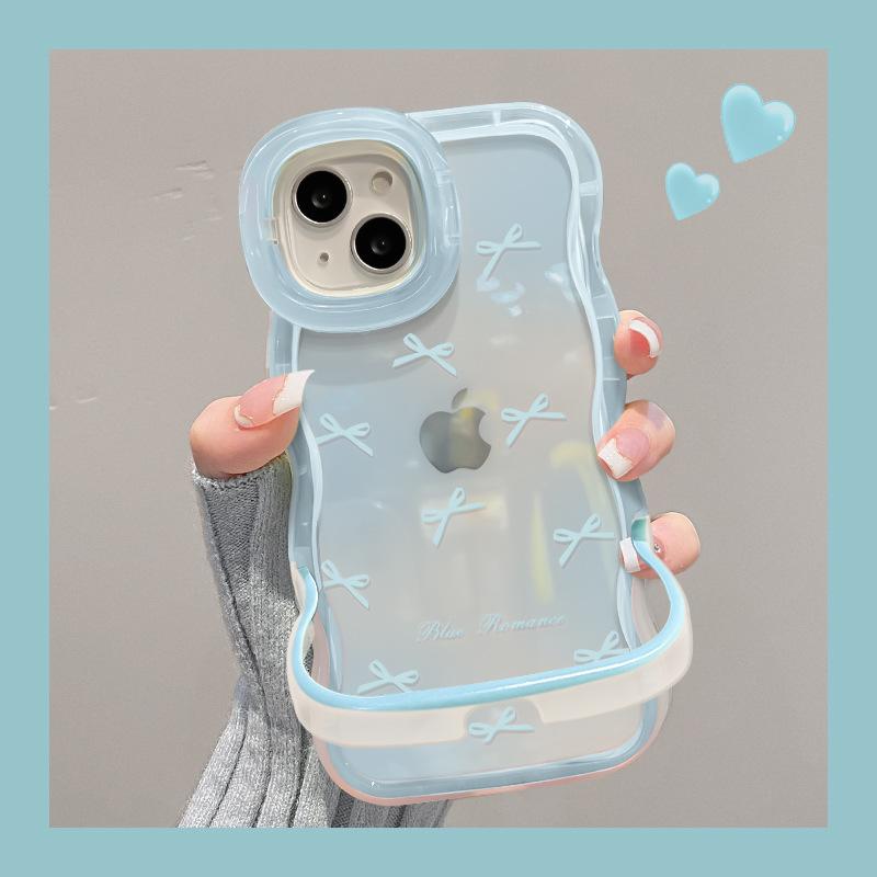 Подходит для Apple 15 Прозрачный чехол для мобильного телефона на лето IPhone 14 Полный экран Bow 13 Волнистая сторона Невидимый двойной кронштейн