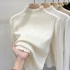 DIMANAF 2024 Осень Женские Базовые Свитера Пуловеры Топы Трикотажные Однотонные Белые Футболки Рубашки Женские