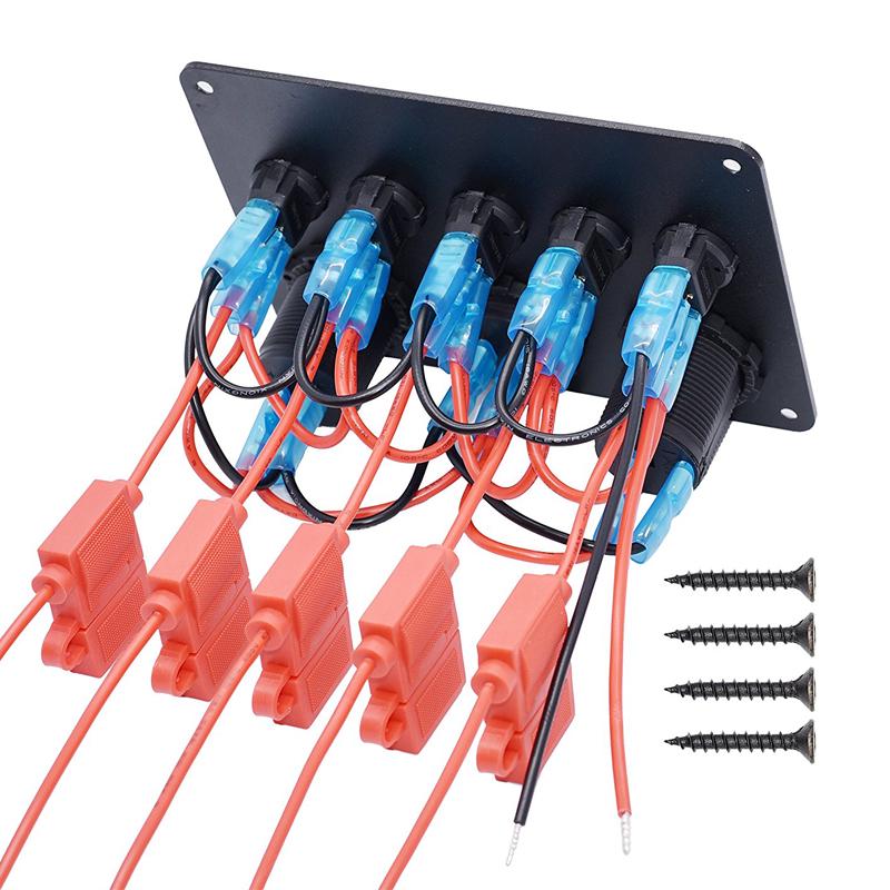 Грузовик двойной USB 5 Gang тумблер управления панели красный светодиодный вольтметр 12 В 24 В автомобиль лодка морской пехотинец