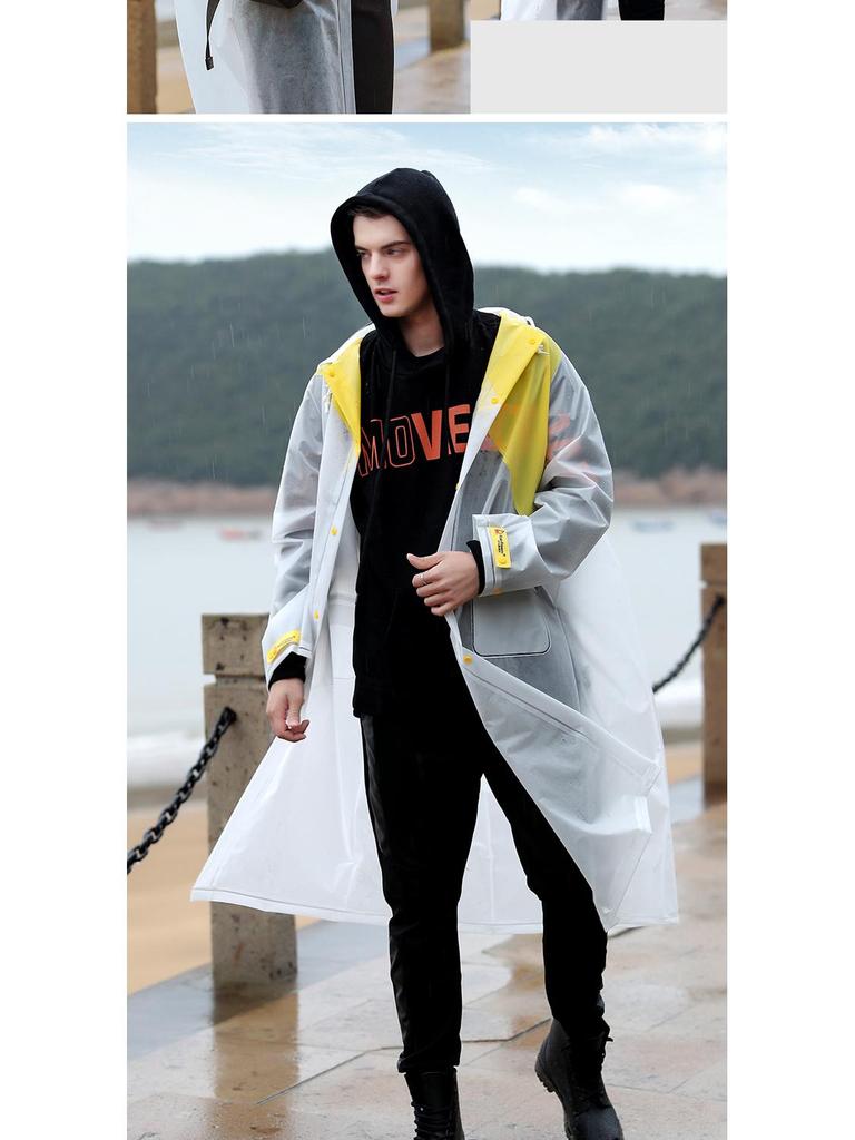 Qinfei Unisex Long Travel Rain Poncho with High-Frequency Heat-Pressed Seams