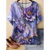 Женские футболки больших размеров XL-7XL Женские модные футболки с круглым вырезом и 3D цветочным принтом Футболка с коротким рукавом