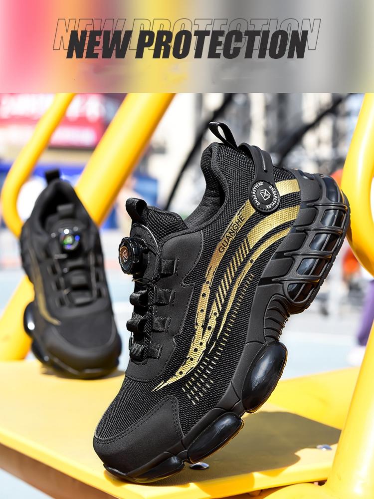 Защитная обувь для мужчин и женщин, рабочая обувь со стальным носком, легкие защитные кроссовки с вращающейся кнопкой и защитой от ударов, рабочие защитные ботинки