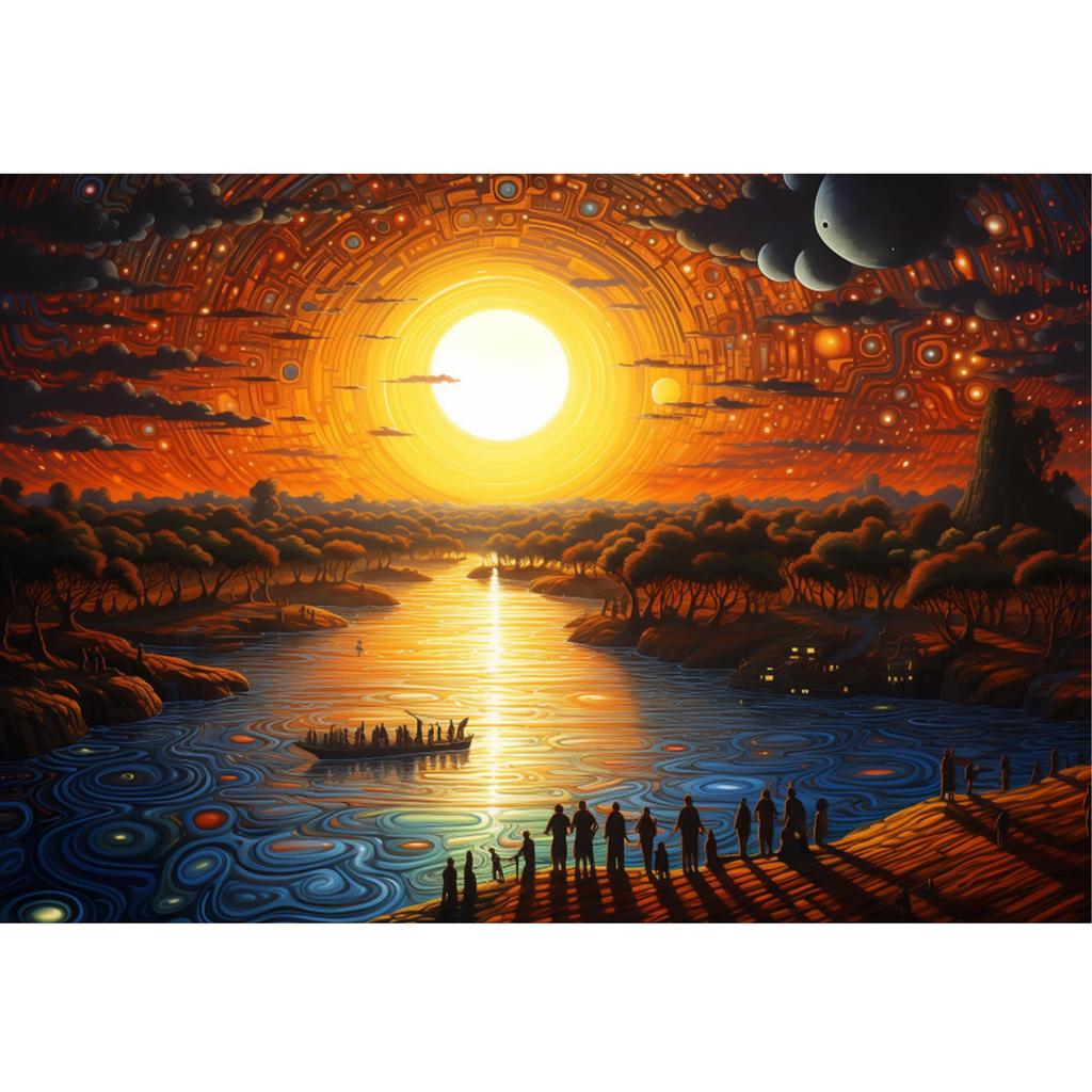 MISITU Micro-Piece Jigsaw Puzzle, 1000 Pieces, Landscape Painting, Fantasy, Gift, Birthday, Christmas, Stylish Interior, Dawn (26 X 38 Cm)