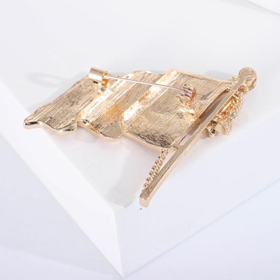 Патриотическая брошь в виде американского флага из цинкового сплава со стразами и эмалью, развевающийся национальный флаг США, булавка для свитера, рюкзака