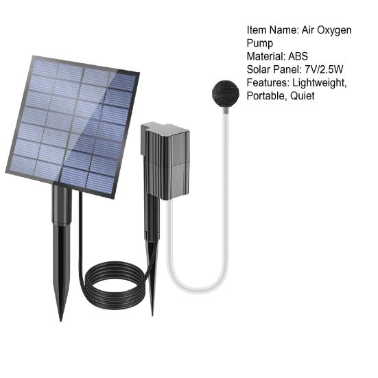 Solar Pond Oxygenator Aquarium Oxygen Aerator 2.5W Solar Air Oxygen Pump Fishing Aerator with Pipe Air Bubble Stone for Garden Pond Fish Tank Fishing