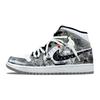 Air Jordan 1 Амортизация Средняя высота Винтажные Баскетбольные кроссовки Мужские Черно-белые 554724-092(Команда252-)