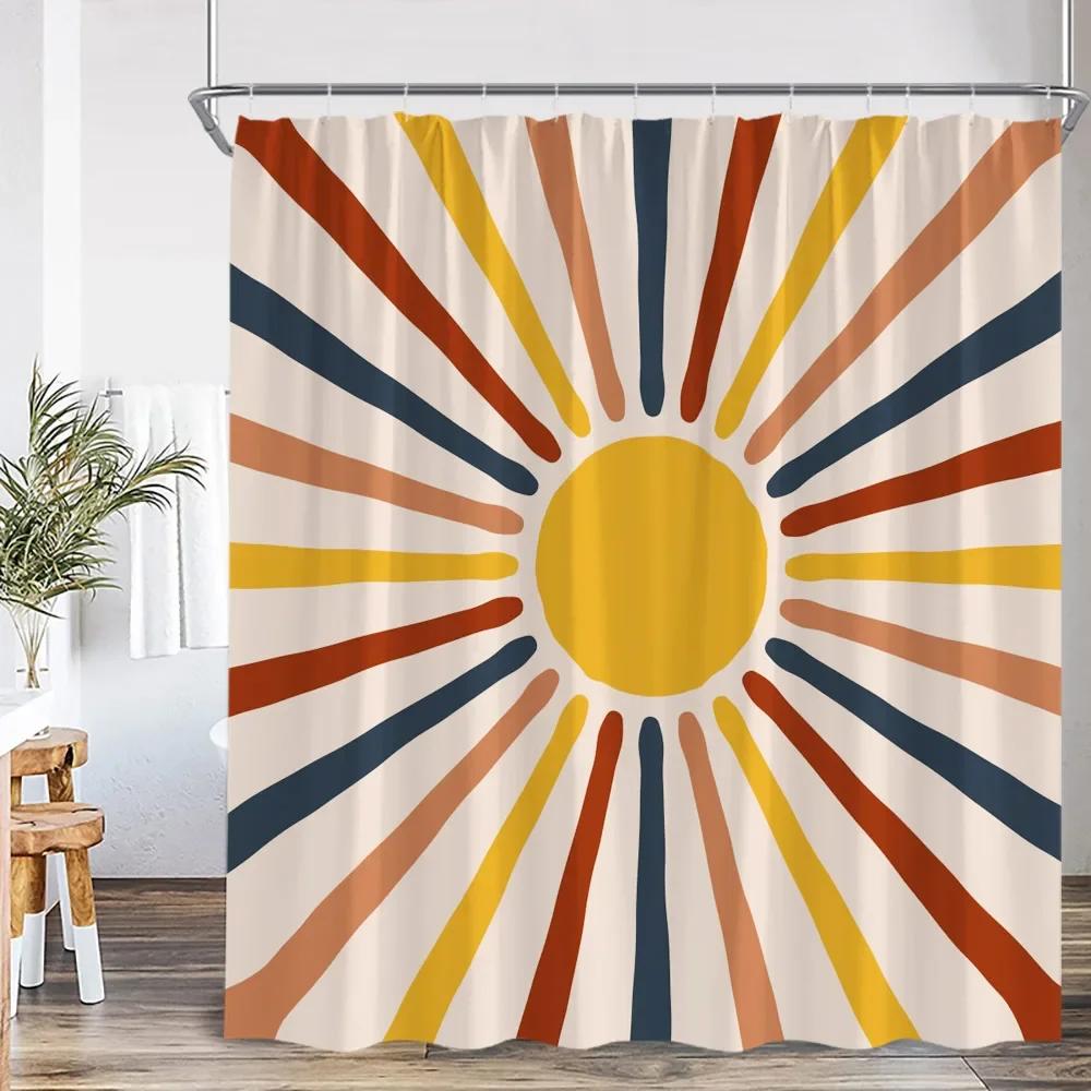 Абстрактная душевая штора в стиле середины века, лист, кривая, простая линия, скандинавский современный декор для ванной комнаты, полиэстеровая ткань, занавеска для ванной с крючками