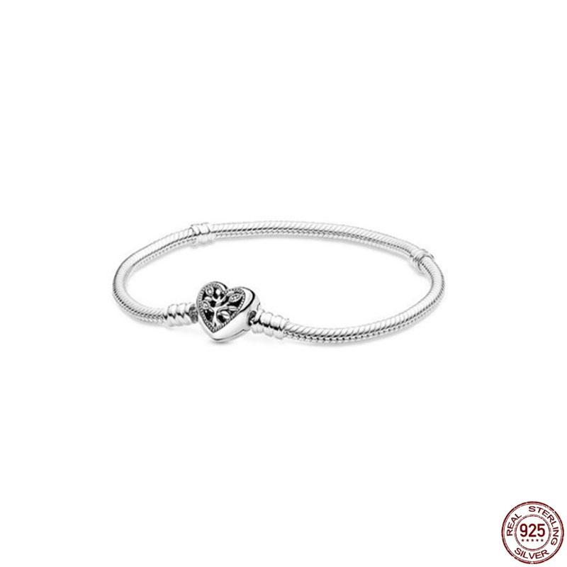 Браслет из стерлингового серебра 925 пробы с короной и змеиной костью, браслет в форме сердца с семейным древом, подходит для изготовления украшений своими руками