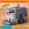 Stainless Steel Cat Litter Box with Anti-Splash Top-Entry Lid, Sizes S-XXXL.