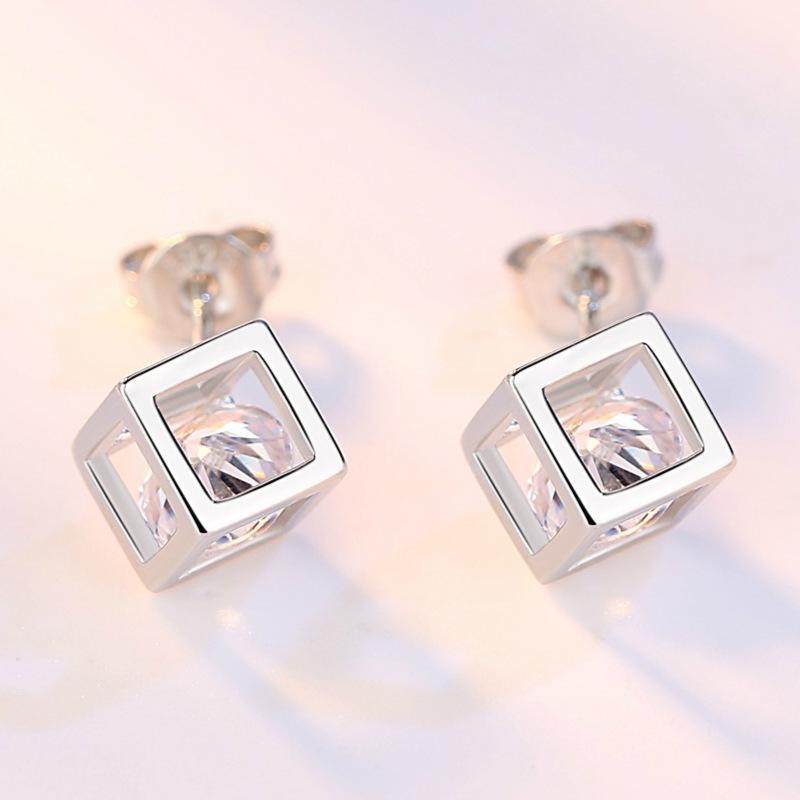 Серебряные серьги-кубики Рубика Love для женщин, японские и корейские простые модные темпераментные персонализированные квадратные серьги для сережек