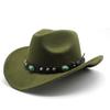 Classic Cowboy Hat Retro Jazz Hat Emerald Woolen Top Hat Felt Hat Retro Imitation Sheep Hat Cowboy Hat
