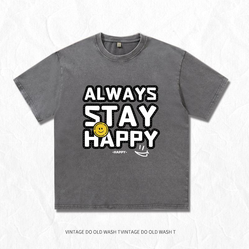 Men Women Summer Washed Vintage T-Shirts Street Hip Hop T Shirt Harajuku Casual Short Sleeve Wash Cotton Tee Tops