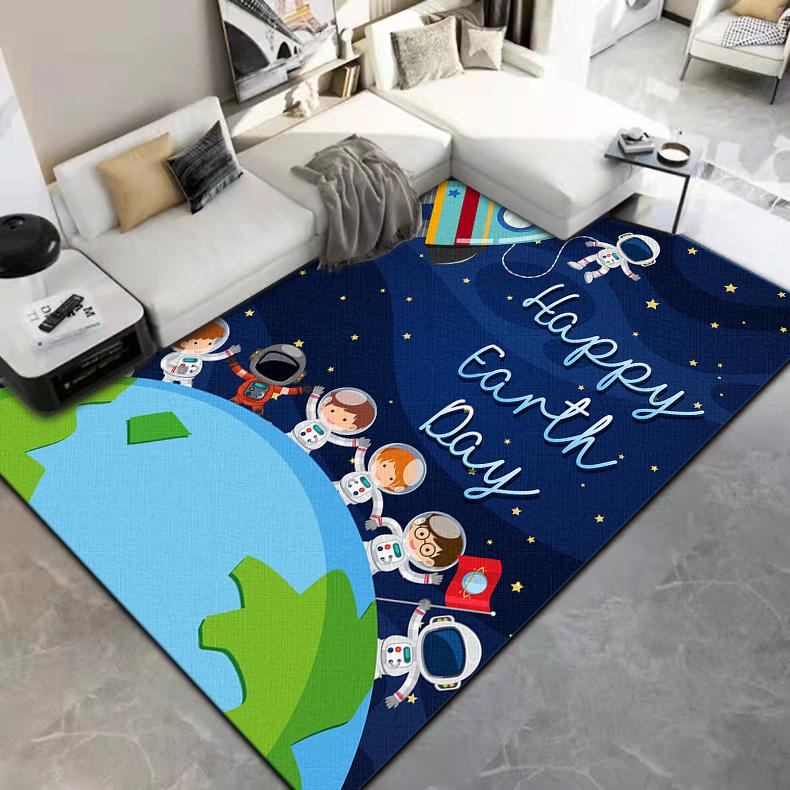 Cartoon Astronaut Carpet Camping Cushion Floor Mat Living Room Game Area Rug Floor Mat Children's Room Play Aera Mat Kawaii Rug