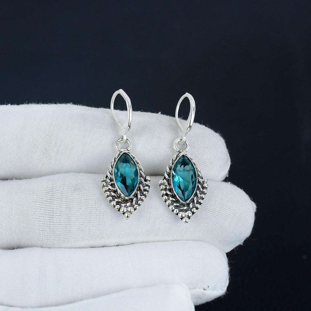 Изящные серьги с драгоценными камнями индоколит, серьги из стерлингового серебра 925 пробы, серьги-подвески ручной работы в стиле бохо из серебра, подарок из ваты