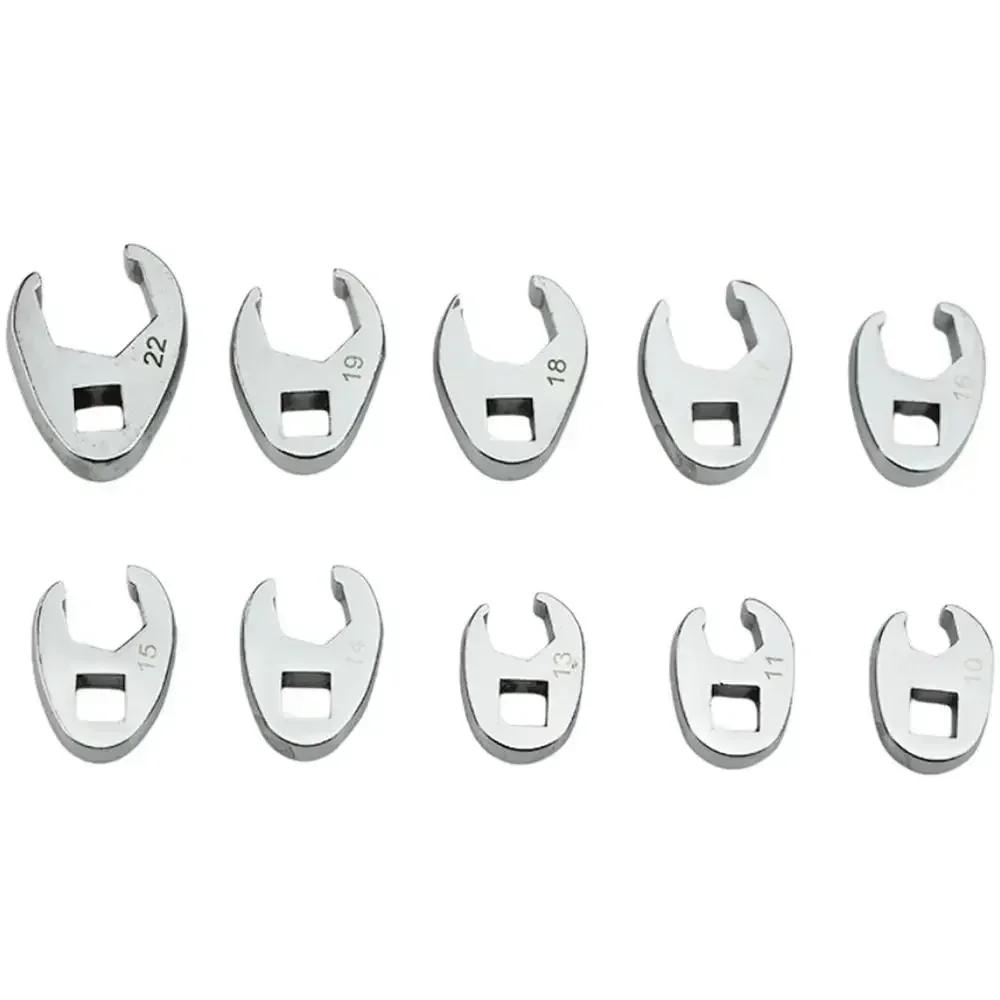 10Pcs/Set 3/8Inch Drive Crowfoot Wrenches 10-22mm Open End Spanner Carbon Steel Horn Wrench Head For Torque Wrench Keys Set