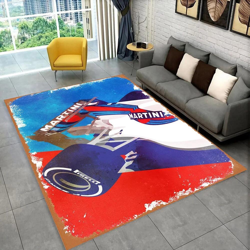 Коврик с логотипом Martini Racing Team Винтажный Логотип Декор для Дома Красно-Синяя Полоска Спортивная Гостиная Напольный Коврик Коврики для Спальни