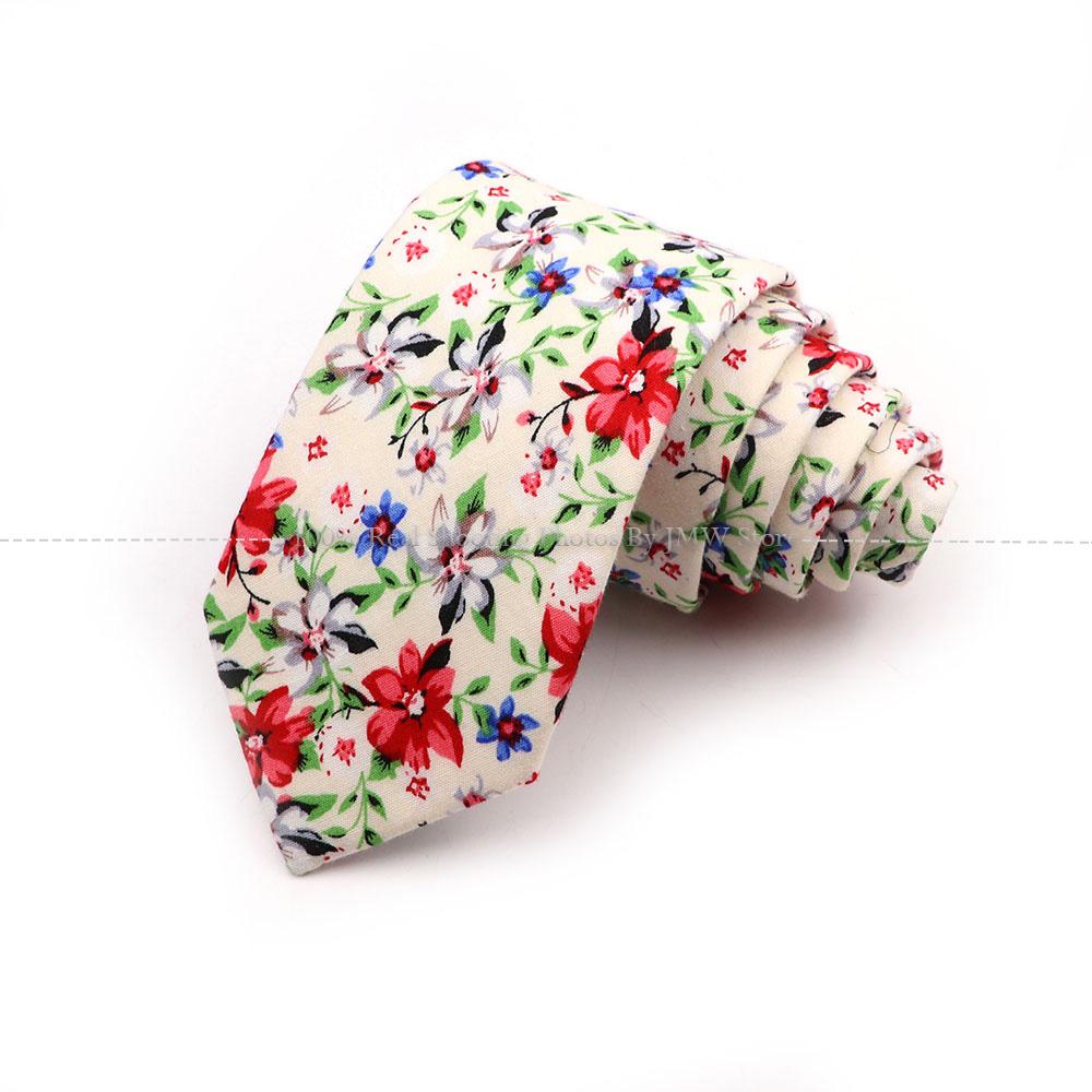Новый шик, галстук с цветочным принтом, галстук из 100% хлопка, для мужчин, светлый цвет, повседневный узкий галстук, свадебная вечеринка