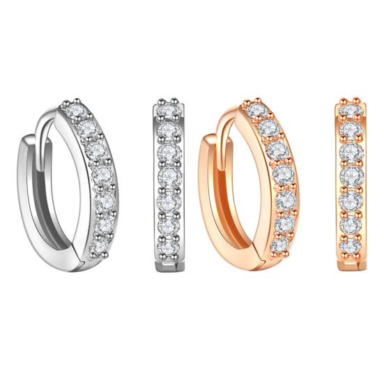 1 пара элегантных женских серег-колец, блестящие серьги с инкрустацией стразами, круглые серьги для пирсинга, вечерние ювелирные изделия, подарок