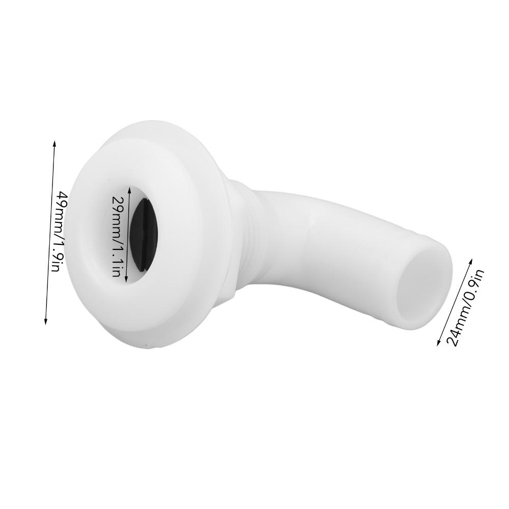 Rugged Leakproof Marine Thru Hull Connector Ergonomic Black Thru Hull Fitting White 90-Degree Fitting Yacht