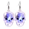 Luminous Halloween Pendant Pumpkin Dangle Ear Clips LED Skull Earrings Electric Black Cat Glowing Dangle Earrings