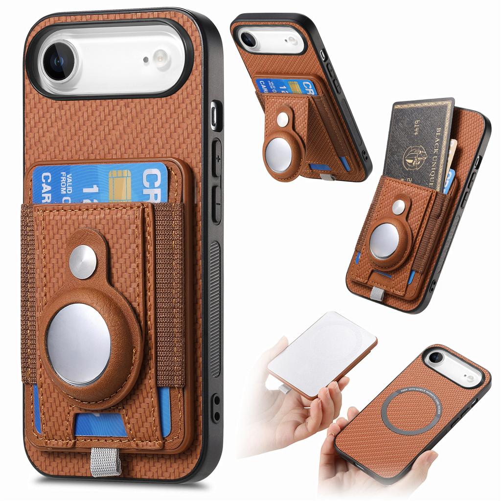 Holder for AirTag/iPhone Air Case Detachable Card Holder Leather+TPU+PC Phone Cover