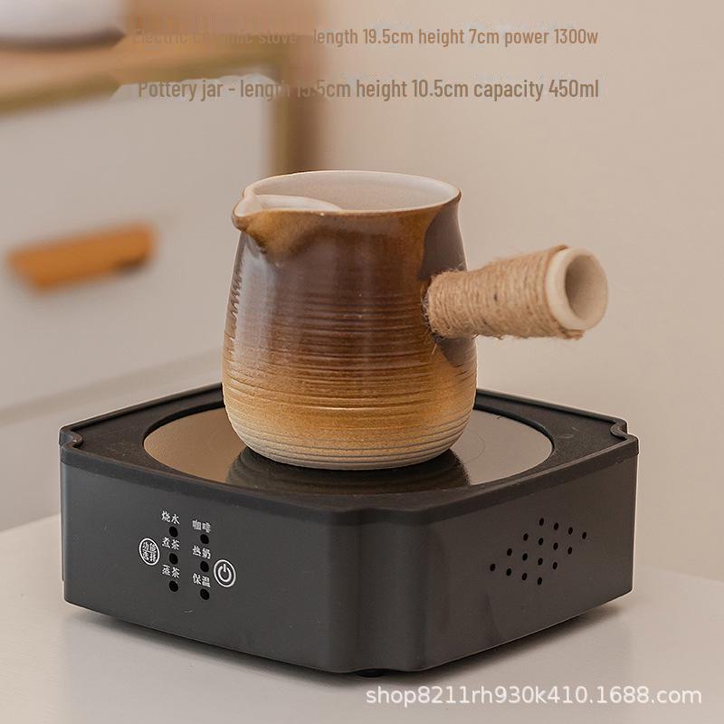Электрический керамический чайный набор с грецким орехом и стеклянным чайником