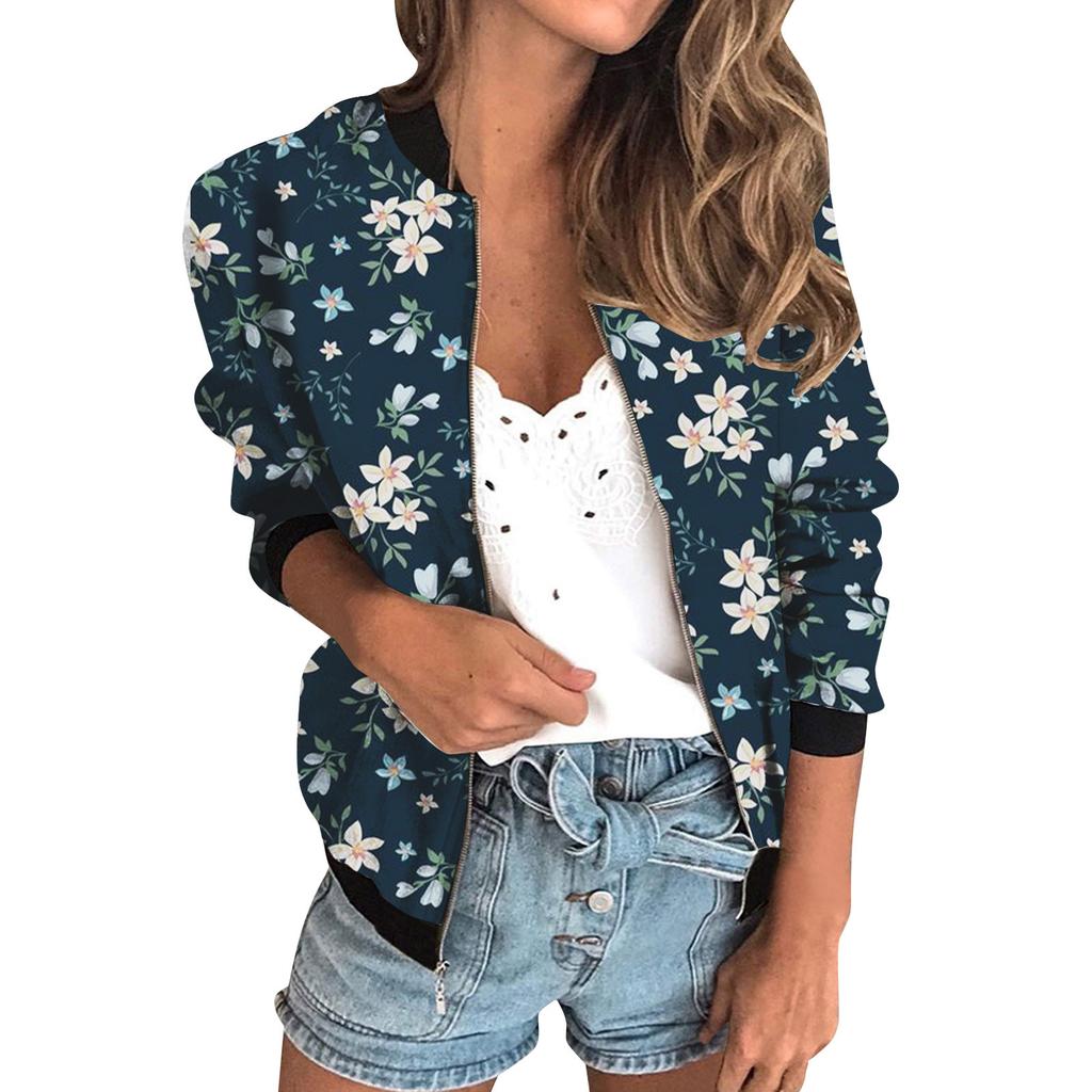 20256 autumn women's jacket zipper short 3D printing painted pattern women's fashion single item one generation