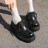 Черные кожаные туфли женские туфли весна 2024 новые туфли на платформе с одной педалью мокасины мужские кожаные туфли 5780-J