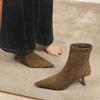 Fashion Liyke Vintage Women Ankle Boots Fashion Pointed Toe Spring Autumn Low Thin Heels Pumps Shoes Ladies Stretch Slim Short Booties