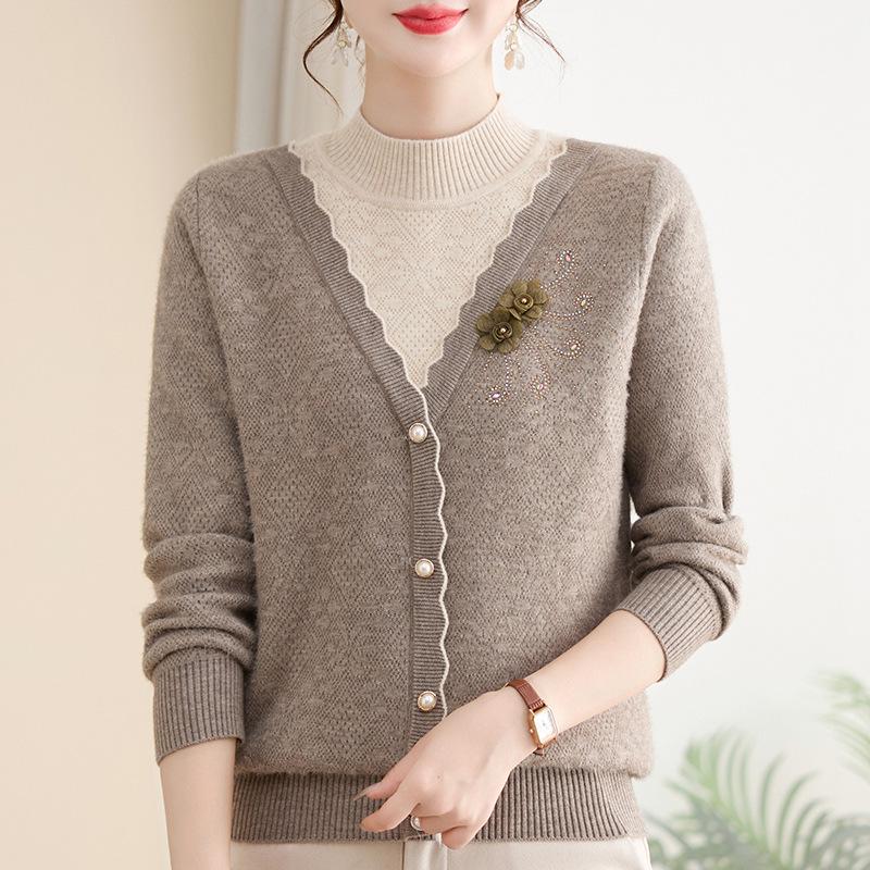 Женский зимний вязаный свитер с флисовой подкладкой, имитация двойки, утолщенный и теплый