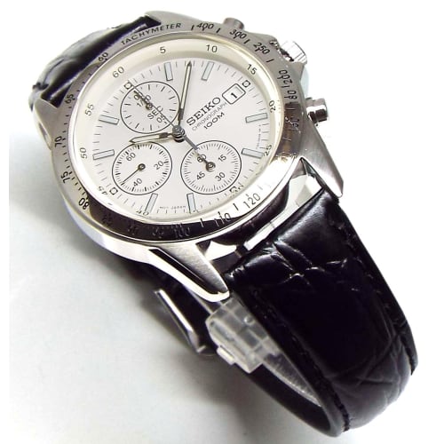 Seiko Chronograph Watch Genuine Leather Belt Set Domestic Seiko Officially Distributed Product White SND363P1