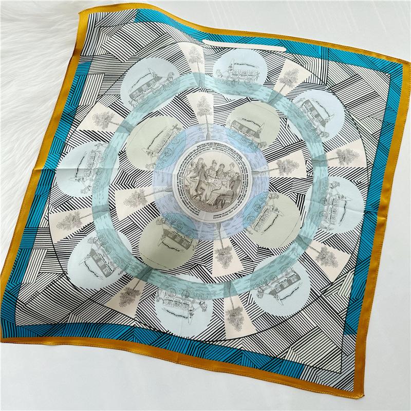 53*53cm Square Silk Scarf Women's Fashion Printed Small Neck Scarf Office Women's Hair Belt Folar Handkerchief Women's Handkerchief Scarf