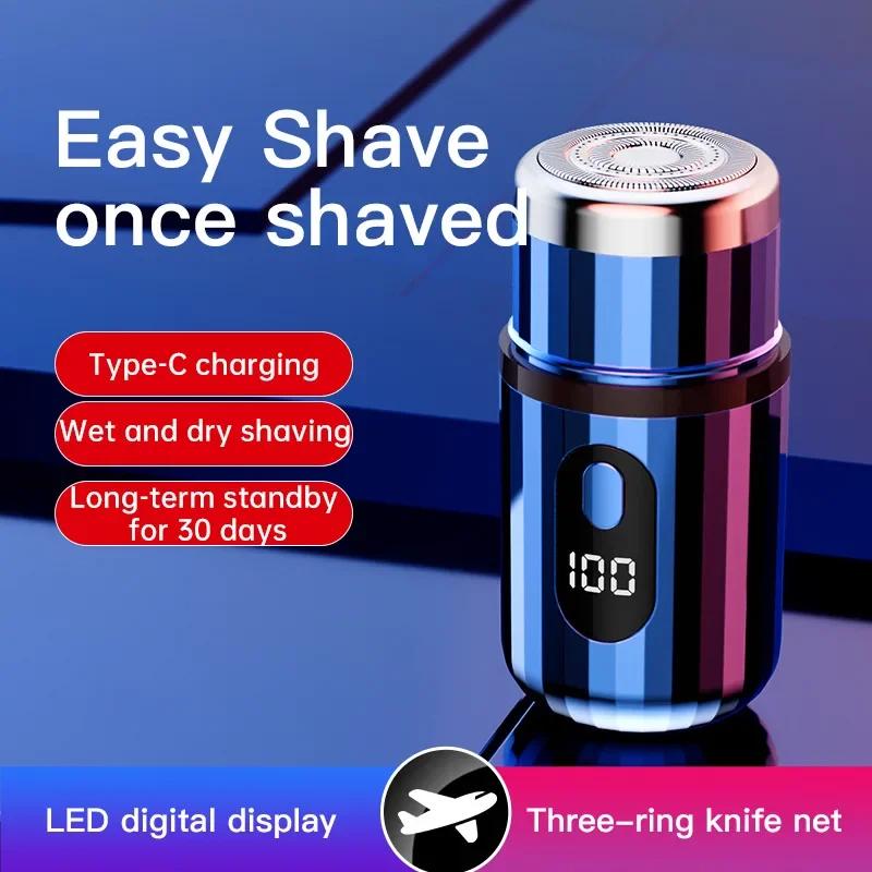 Mini Portable Electric Razor Rechargeable Digital Display Mens Shaver for Travel Outdoor Vehicle