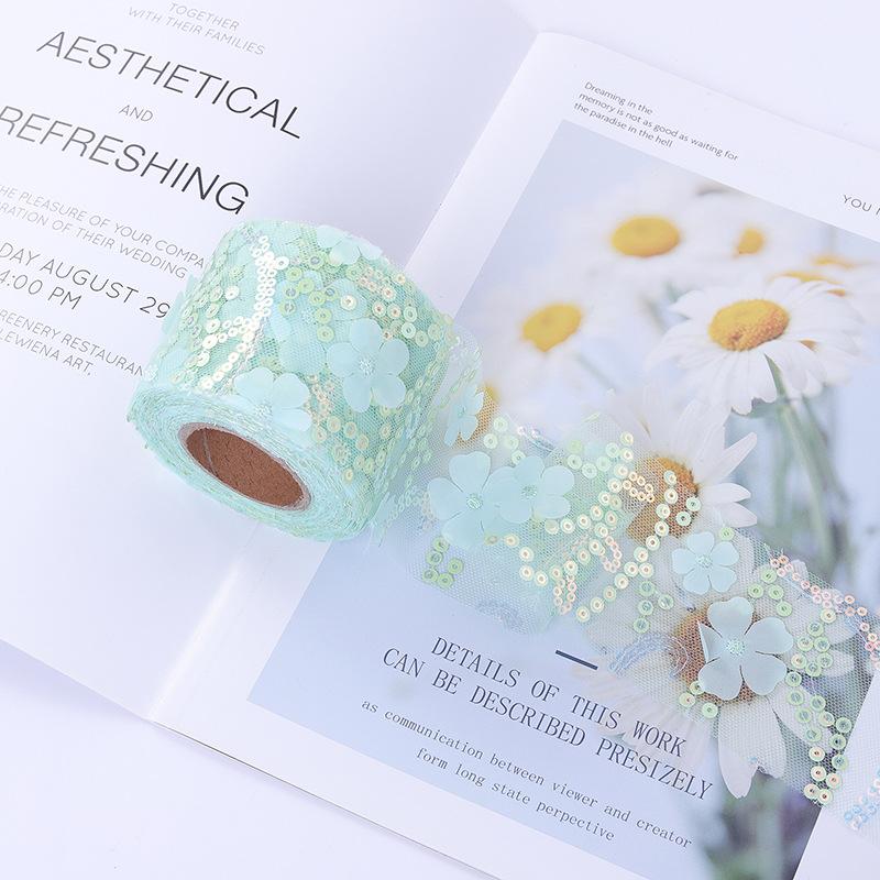 10 ярдов сетчатой ткани, рулон тюля, вышитые пайетки, цветы, тюль, тесьма, своими руками, аксессуары для волос, свадебные украшения для вечеринок, поделки