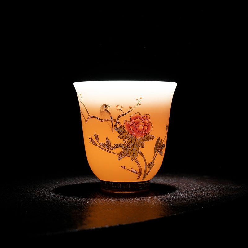 Teacup Master Cup Plain-fired White Jade Porcelain Tea Cup Tea Set Single Cup Tea Cup