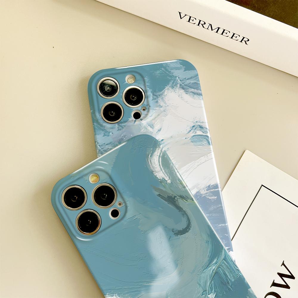 Для iPhone 16 Samsung S23 S22 A23 A52 A33 A73 A53 Huawei Honor Xiaomi Redmi OPPO Vivo Ink Painting Design Полная защита камеры Жесткий чехол для телефона