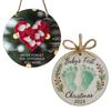 Baby's First Christmas Sea Glass Ornament Baby's Footprint Keepsake for Newborn Girl Boy Gift Coastal Christmas Tree Ornament for Home Decor
